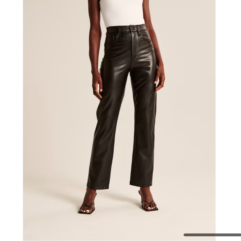 Abercrombie & Fitch Ankle Straight Ultra High Rise Vegan Leather Pants